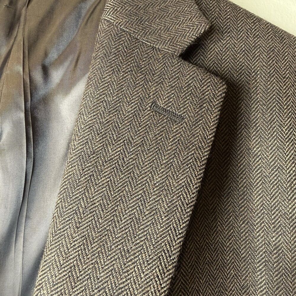 Lauren Ralph Lauren 44R Brown Herringbone Blazer Sport Coat 100% Wool Mens - Picture 6 of 13